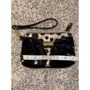 Women's Betsey Johnson Polka Dot Bow Wristlet One Size Black Gold